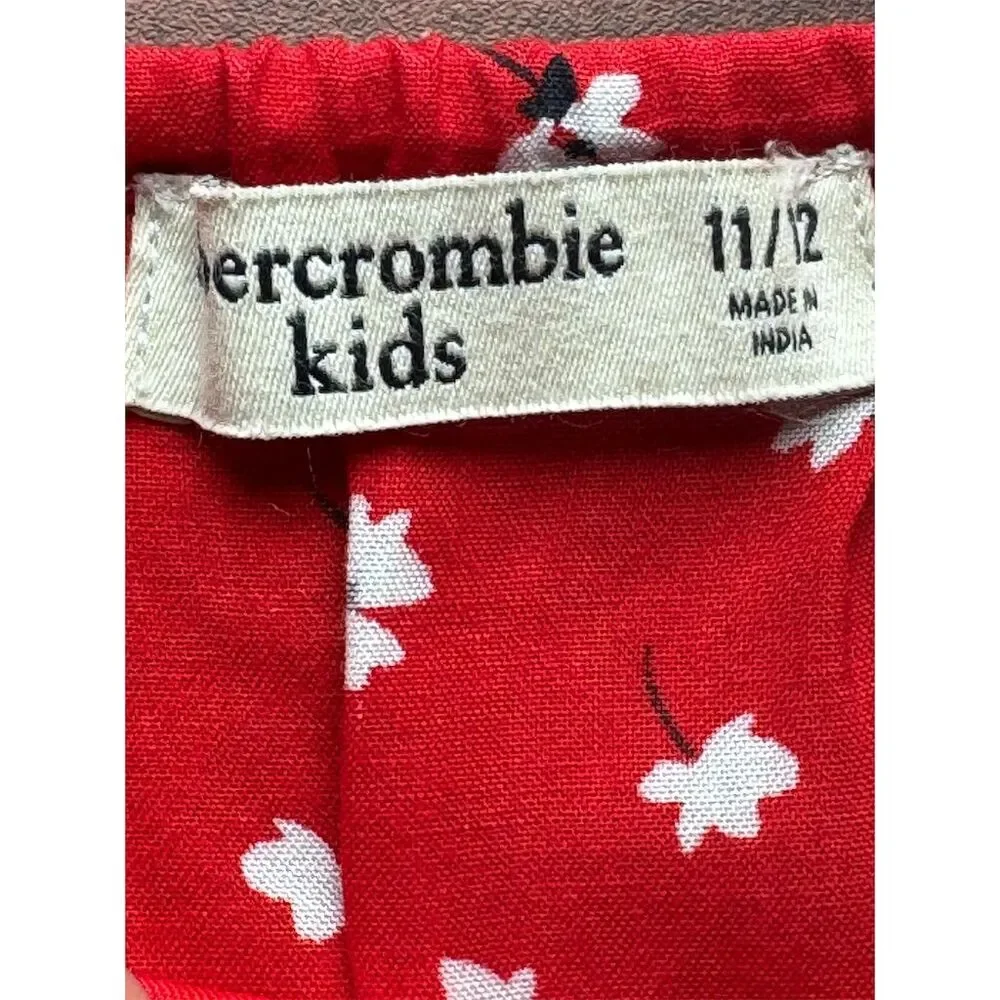 Abercrombie Kids Girls Red Floral Spaghetti Strap Jumpsuit Size 11/12